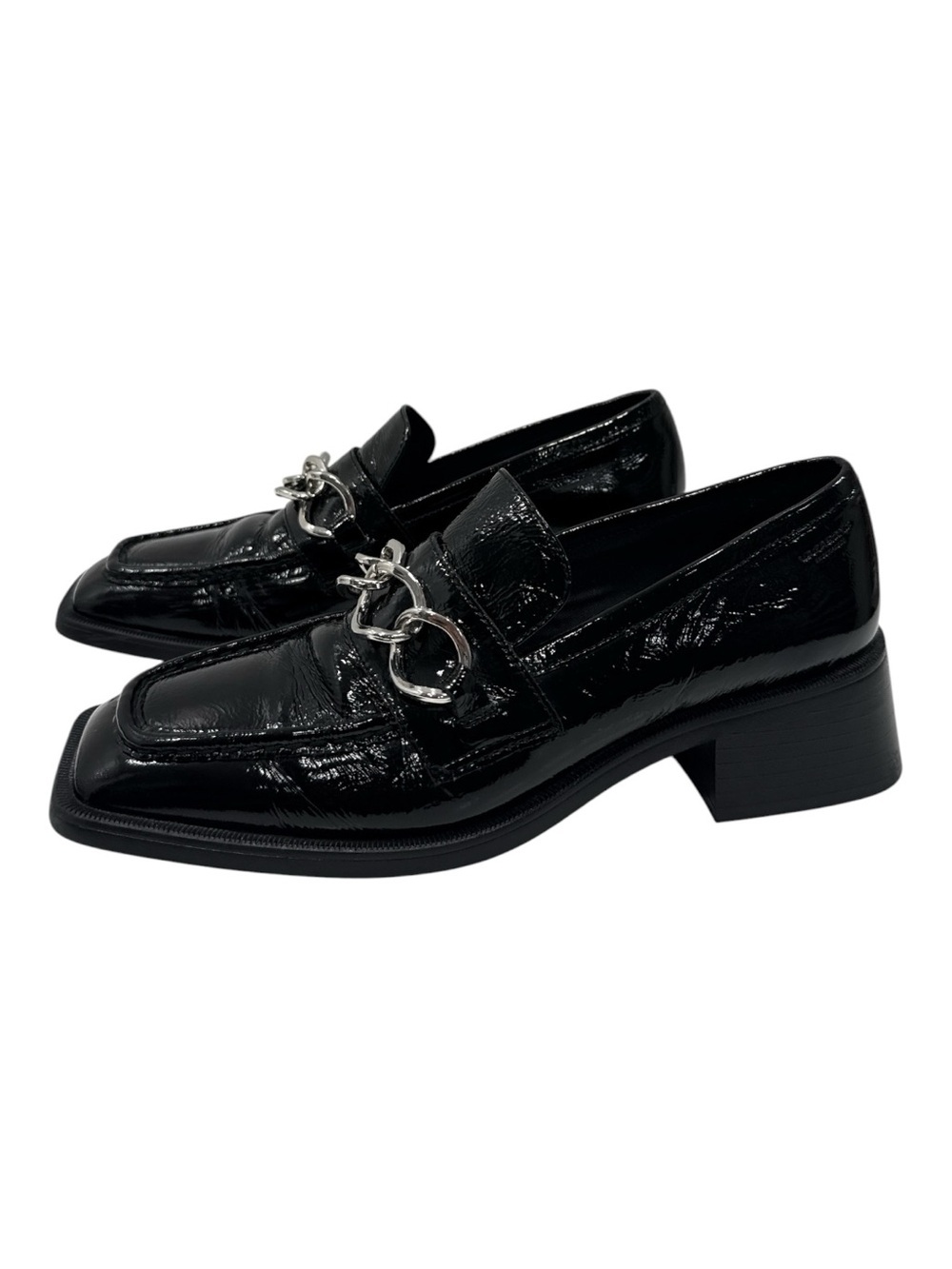 VAGABOND Patent Leather Chain-Accent Block Heel Blanca Loafers size 39 US 9 - Picture 6 of 12